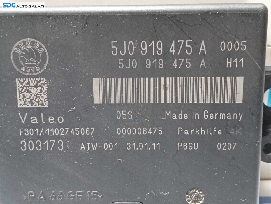 Unitate Modul Calculator Senzori Parcare PDC Parktronic Skoda Superb 2 2008 - 2013 Cod 5J0919475A [M4378]
