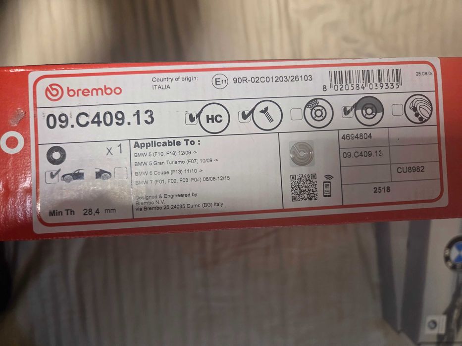 Discuri frana fata BREMBO 09C40913 pentru BMW seria 5 F10 F11