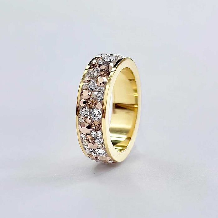 Дамски Стоманен Пръстен с Позлата с Кристали Сваровски/Swarovski