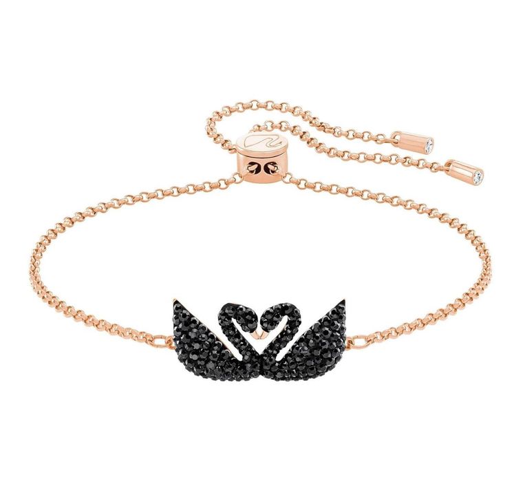 Brățară Swarovski Iconic Swan lebădă neagră cu auriu