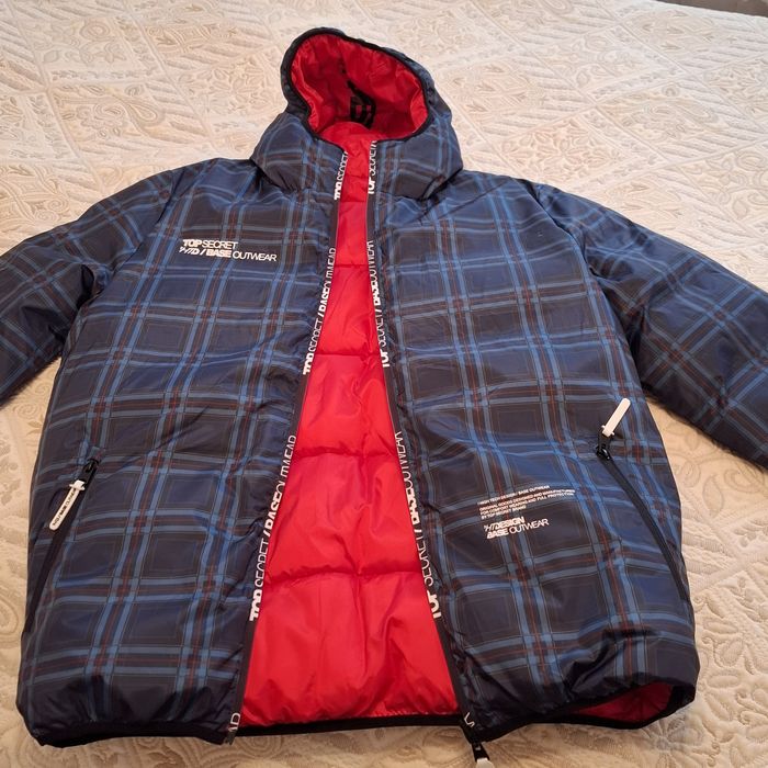 Модерно мъжко зимно яке с две лица и качулка