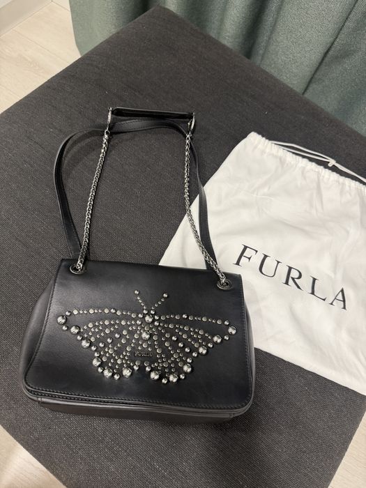 Furla Black Leather Deliziosa Flap Shoulder Bag