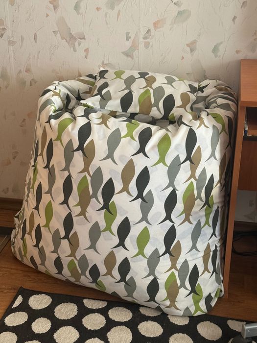 Пуф за сядане с калъф с рибки + декоративна възглавница