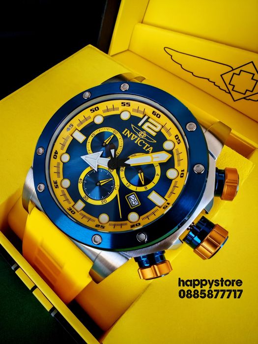 часовник INVICTA Sea Hunter Yellow 54 mm, Инвикта нов ръчен часовник
