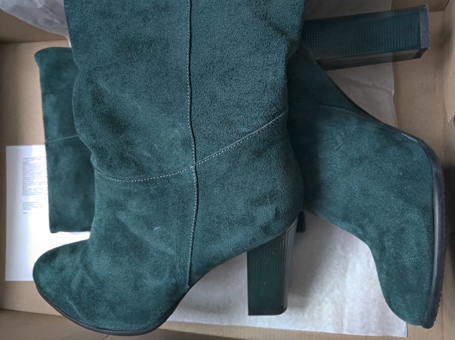 Дамски ботуши над коляното Естествен велур