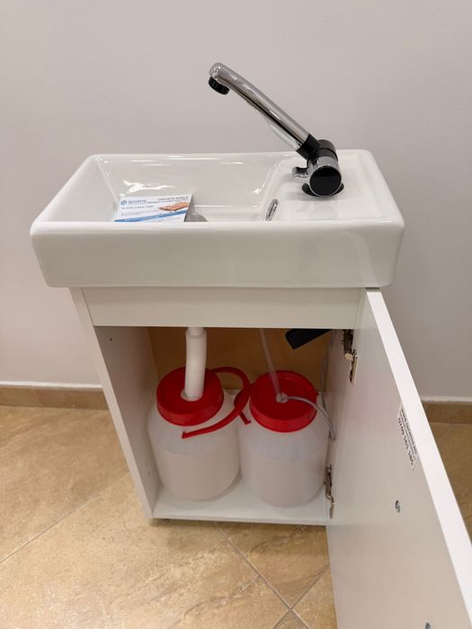 Chiuveta mobila Economy, QUVETTE, Apa Rece cu pompa electrica, alb, 41x23x72 cm