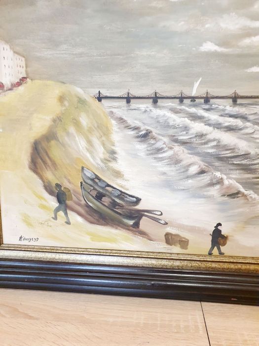 Холандска картина маслено платно морски мотив