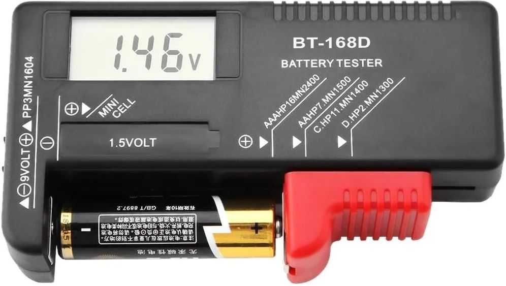 Дигитален Тестер за Всички Видове Батерии LCD.Волтметър за AA AAA C D 9V Бутонни LR SR SW CR SR AG,Универсален Уред за Измерване Напрежение на Батерия