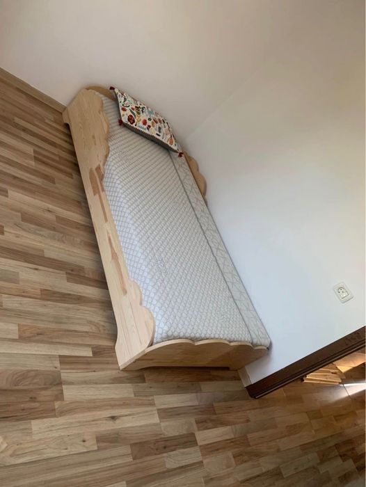 Mobilier copii – pat lemn pin 100x200 cu saltea Timflex + dulap IKEA, stare impecabilă