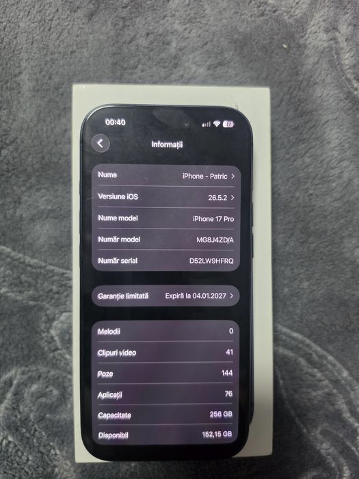 IPhone 17 pro 256, garanție valabilă