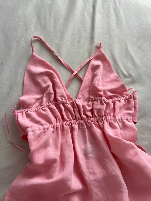 миди розова рокля Зара