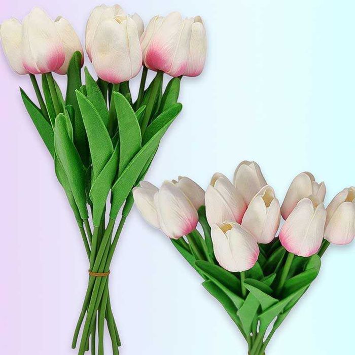 Комплект силиконови лалета 10 бр, 34 см, бели, жълти, сини, червени