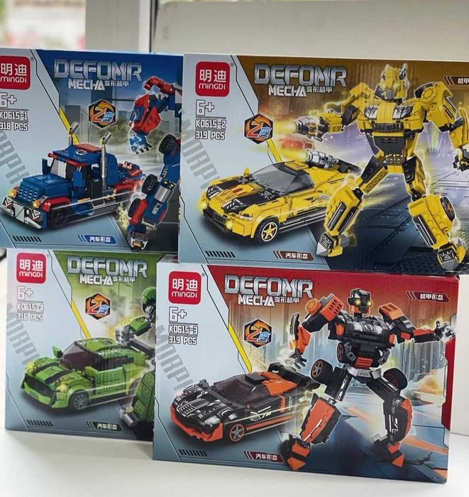 Конструктор 2в1 кола, робот4 модела 300+ч