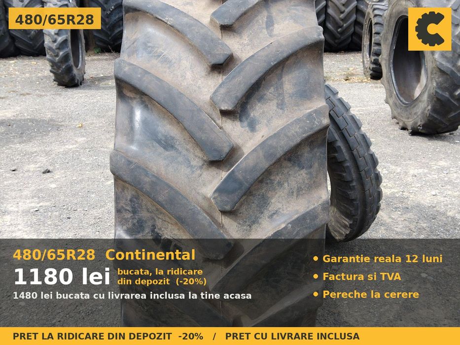 Anvelope Cauciucuri 480/65R28 480/65 R28 480/65-28 4806528 Continental Tractor Punte Fata Utilaje Agricole SH Second Hand IEFTIN Garantie 1 An