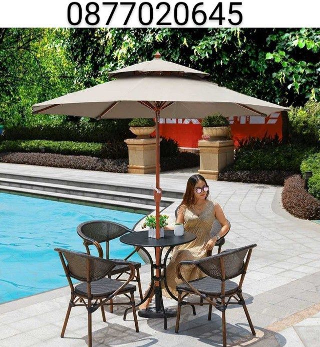 Градински чадър с двоен таван против вятър