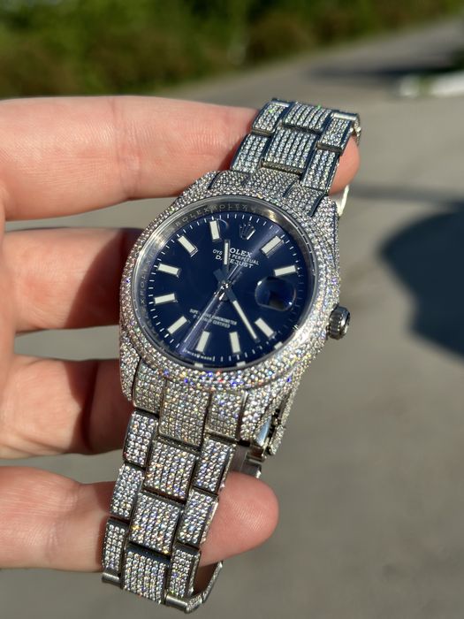 ceas rolex datejust pave 41,mm blue dial