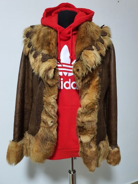 Blana naturala de vulpe si piele naturala, guler spectaculos;