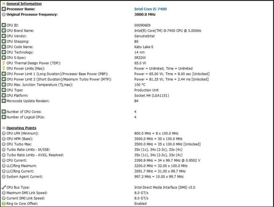 Procesor Intel Core i5-7400,3,00Ghz Turbo 3,50Ghz,Socket 1151 Gen 7