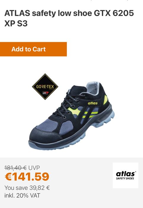 Работни обувки с метално бомбе ATLAS  GORE-TEX .Номер 42