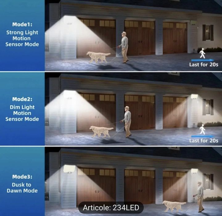 Lampă solară LED 234 cu senzor mișcare + telecomandă