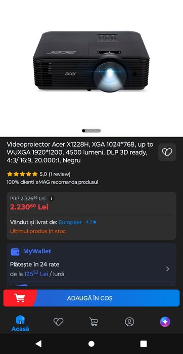 Videoproiector ACER X1228H