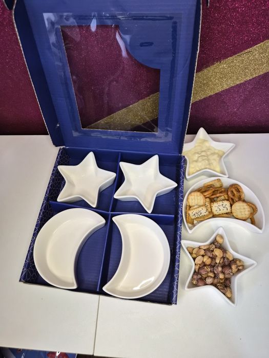 Set 4 Boluri Ceramică gustări / sosuri - Stele și Semilună (Nou)