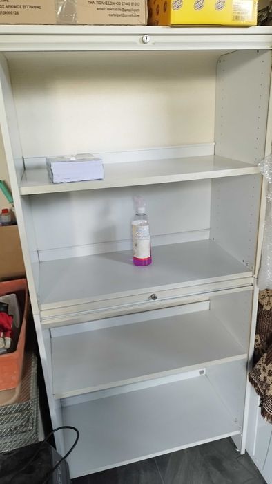 Шкаф с ролетни щори бял - Офис шкаф -гардероб на две нива 80/40/168 см
