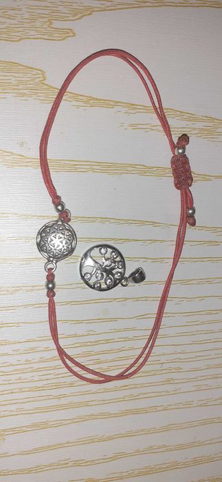 Set argint - medalion si bratara