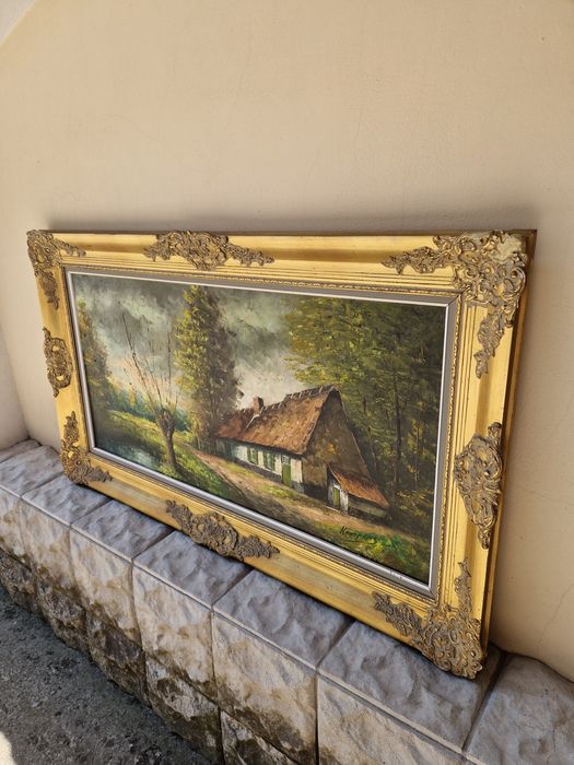 Уникална антикварна авторска холандска картина масло върху платно