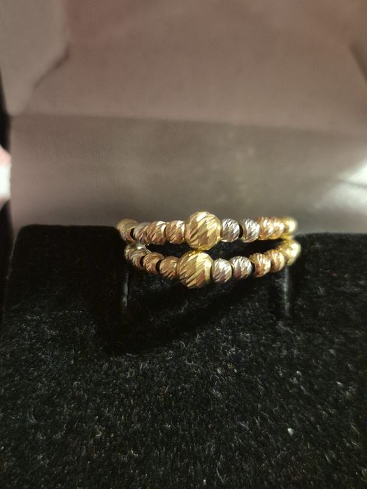 Inel aur 14k, galben, roz si alb, 1.93gr, marimea 10