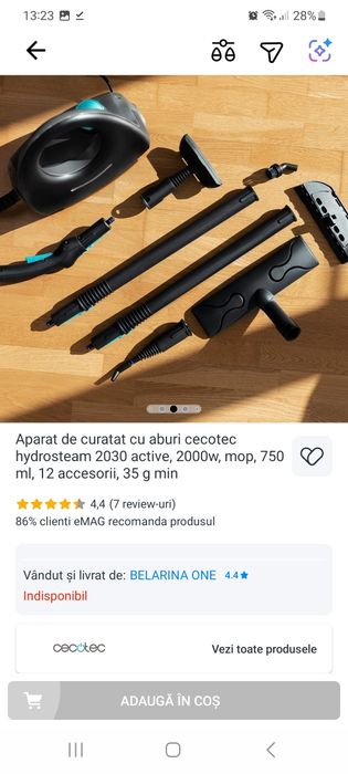 Aparat de curățat cu aburi Cecotec HydroSteam 2030 Active 2000W