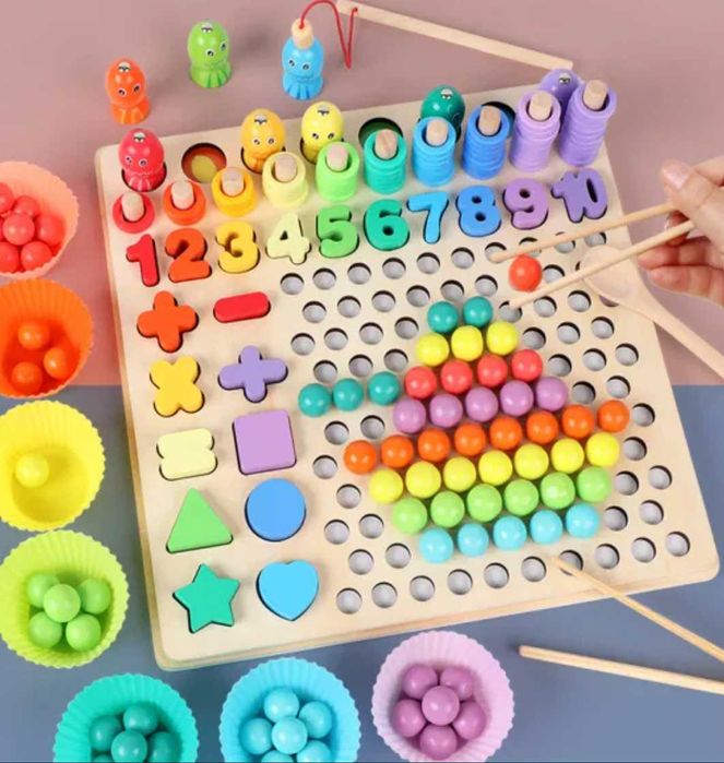 Мултифункционална дървена игра с мъфини и много игри за всеки дом