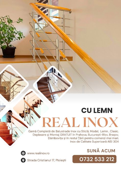 // BALUSTRADE INOX cu Sticla si Lemn // Clasice sau cu Model //