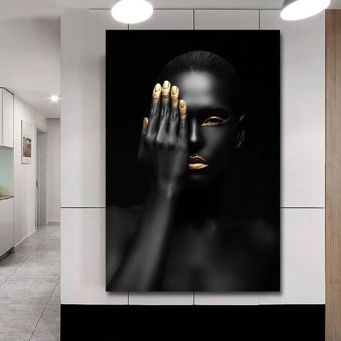 Tablou Canvas Black Gold Fata Ascunsa HIDDEN GOLD FACE 60x80