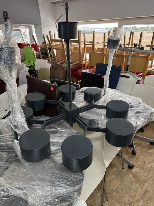 3 Buc. Plafonieră Atomică Metal Negru Design Industrial; Lustră Aplică