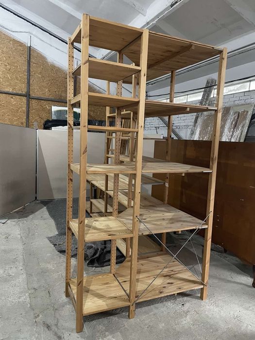 Дървен ъглов стелаж ,модулен - 335 /123 / 230 височина