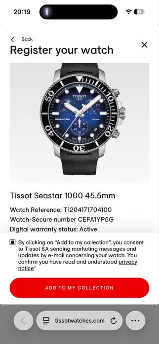 Vand Tissot Seastar