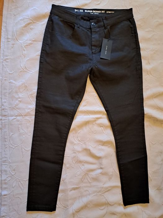 Pantaloni C&A Prenuum  denim ceruit,,efect piele42 si 44,model Balman