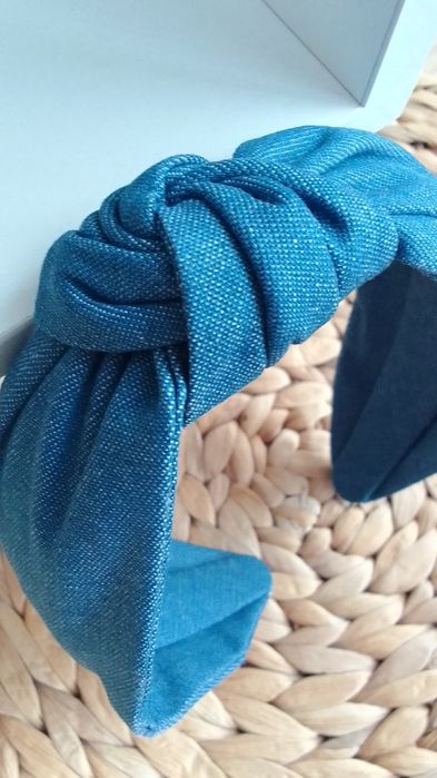 Диадеми с възел  от син / черен деним