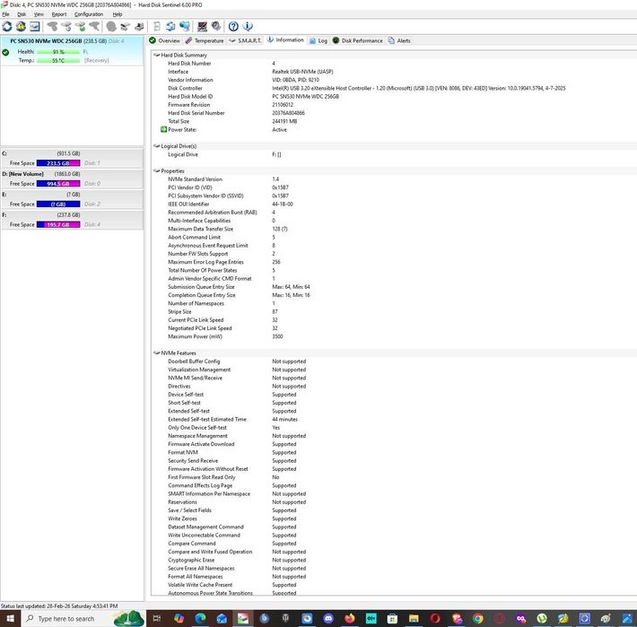 Solid State Drive (SSD) Western Digital 256GB NVMe PC SN530 M.2 – 2230