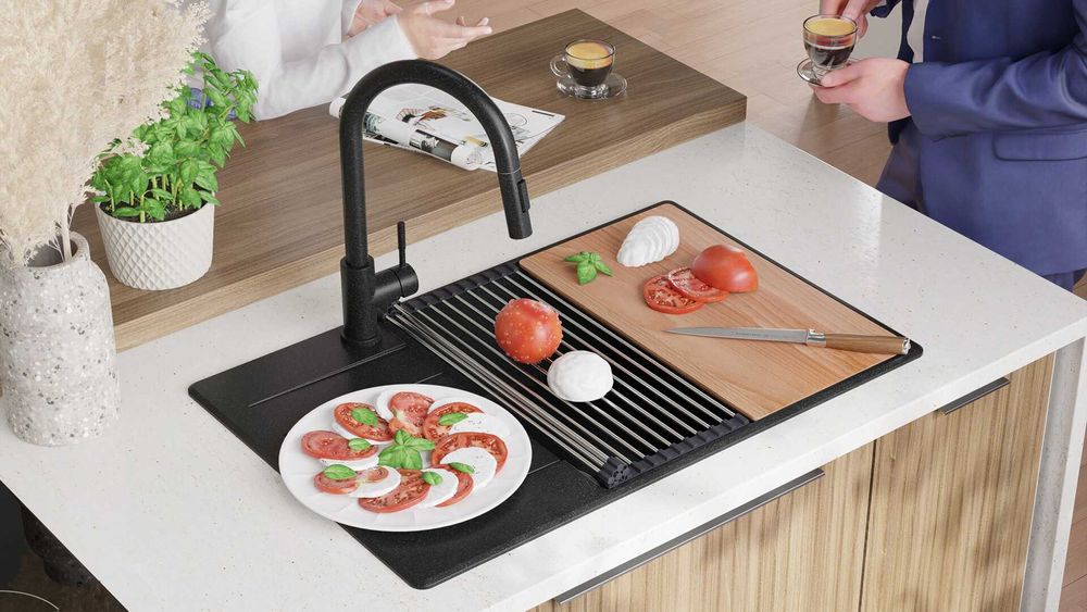 Графит кухненска мивка от гранит Копенхаген 780x500 Top 60