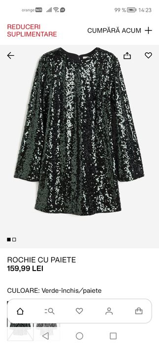 Rochie verde închis cu paiete H&M