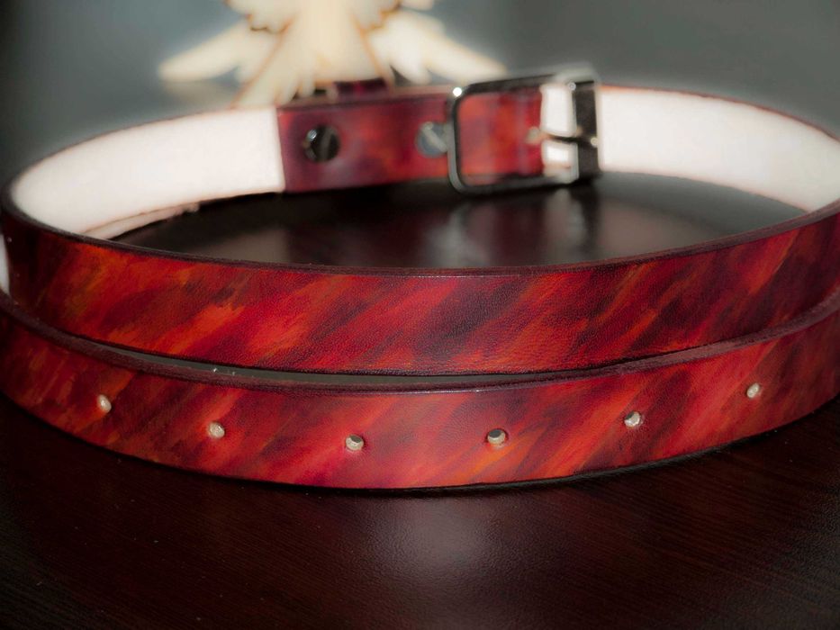 Дамски колан от естествна кожа, ръчна изработка