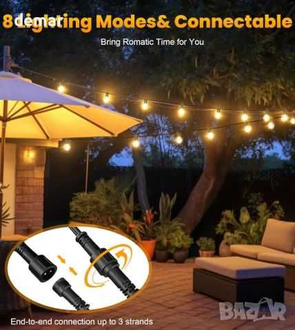 Външни светлини електрически 5/6.5 метра, 10 броя нечупливи крушки