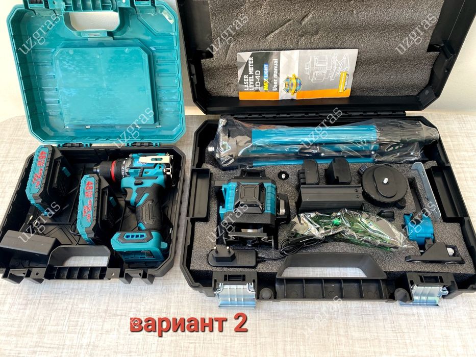 Лазерный уровень + шуруповерт комплект 2в1 новый оригинал фабричный