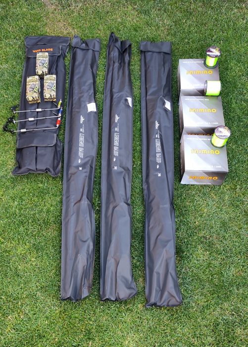 Set 3 Lansete 3,90m,3 Mulinete 10.000 Long Cast,Rod Pod,Senzori