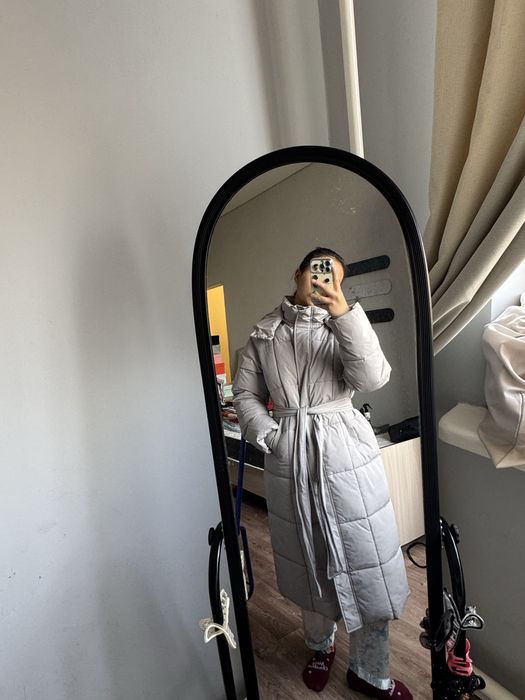 Қыстық куртка, белдігі бар, жылы ,