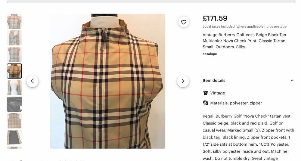 Burberry Golf Nova Check Superba Vesta Fashion Marime M Original