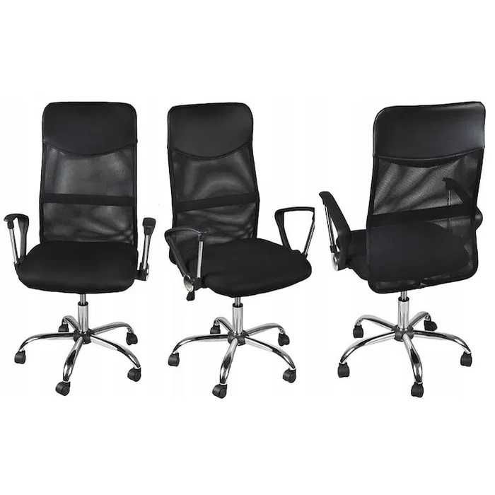 Офис стол, въртящ се, функция накланяне, мрежест, черен, макс. 130 кг