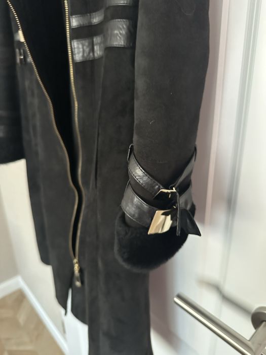 Дамско палто от естествен велур и  кожа